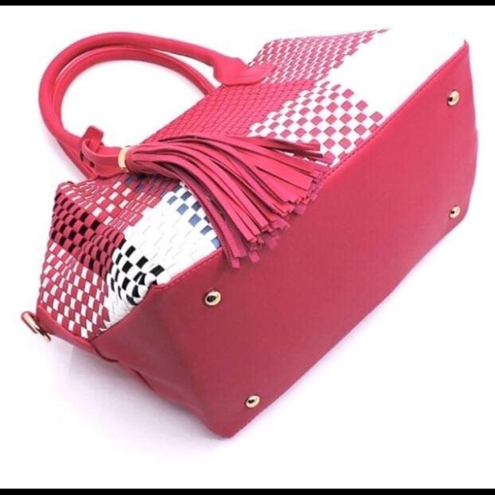 Alyssa Nicole Fashion Woven Colorblock Satchel - Picture 7 of 8